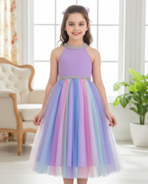 Tween Girls’ Ombre Mesh Splice Halter Neck Princess Dress