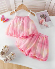 Baby Girl Korean Style 2pcs Outfit – Sling Top & Shorts Summer Set