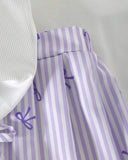 Girls’ Ribbed Knit Tank Top & Purple Bow Print Skirt Set