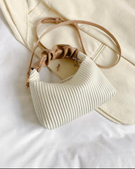 Pleated Weaving Color Block Handbag – Stylish PU Leather Shoulder & Crossbody Bag