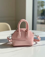 Baby Pink Mini Oil Leather Crossbody Handbag
