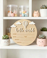 Baby UnGendered Birth Announcement Wooden Plaque - For Gender Reveal Party