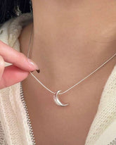 Elegant Minimalist Moon Pendant Necklace – Stainless Steel
