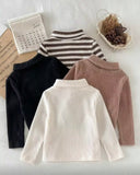 4-Piece Baby Ribbed Knit High-Neck T-Shirt Set