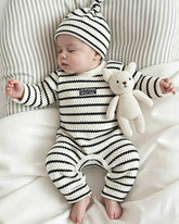 Newborn Baby Unisex Autumn/Winter Knitted Romper With m Hat