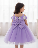 Baby Girls Mauve Purple Floral Tulle Princess Dress – Birthday Outfit