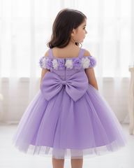 Baby Girls Mauve Purple Floral Tulle Princess Dress – Birthday Outfit