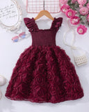 Floral Patchwork Summer Dress – Burgundy Colour Faux Shirred Cap Sleeve Dress