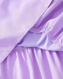 Tween Girl Purple Colorblock Shoulder Ruffle Hem Cami Dress