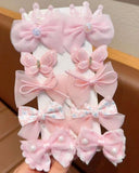 10pcs/Set Girls' Sweet Crown, Bow & Faux Pearl Decor Hair Clip Set
