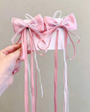 2-Piece Macaron Satin Pearl-Luster Tulle Bow Hair Clips for Girls