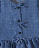 Girls Blue Ruffle Hem Cami & Solid Pants Set