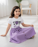 Mama Printed Short Sleeve T-Shirt And Elastic Waist Skirt