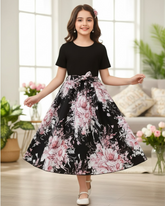 Sweet Black & Pink Floral Patchwork Dress – Summer Ready