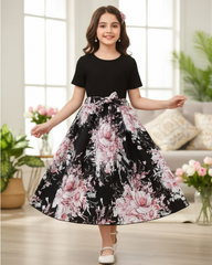 Sweet Black & Pink Floral Patchwork Dress – Summer Ready