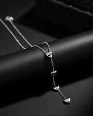 Japanese And Korean Style Silver Three Heart Tassels Women's Stainless Steel Necklace
