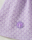Girls Lilac Chiffon Floral Dress – Puffy Sleeve Princess Party Dress, Elastic Waist Summer Outfit for Kids
