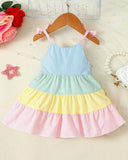 Baby Girl Striped Ruffle Hem Cami Dress
