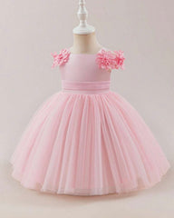 Baby Girls’ Pink Embroidered Satin Princess Dress