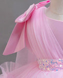 Baby Girls’ Pink Princess Trailing Dress | Birthday Party Gown