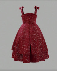 Girls bow knot Decor A-Line Flounce Mesh Slip Dress