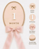 Baby Girl Milestone Wooden Photo Props with Pink Bow – Newborn to 12 Months