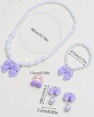5pcs Girls Cute Purple Bow Jewelry Set for Kids