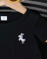 Black Shirt with Striped Pants Set