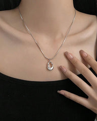 1pc Minimalist Hollow Water Drop Titanium Stainless Steel Necklace