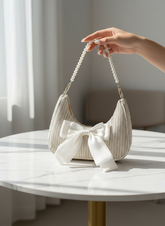 Straw Crescent Handbag For Women – Chain Shoulder Beach