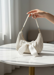 Straw Crescent Handbag For Women – Chain Shoulder Beach
