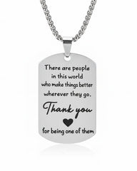Men’s Meaningful Message Pendant Necklace – Thank You