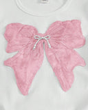 Tween Girls Pink Graphic Tee & Bow Pants Set