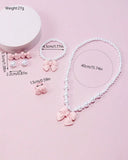 5pcs Girls Cute Pink Bow Jewelry Set for Kids