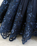 Baby Girl Navy Blue Lace Princess Dress With Bow