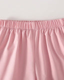 Tween Girls Pink Bow Embroidery T-Shirt with Cargo Pants Set