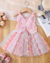 1pc Colorful Princess Butterfly Embroidered Mesh Tulle Dress