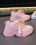 Girls’ Pink Color Casual Sports Shoes – Fashion PU Sneakers for Daily Wear