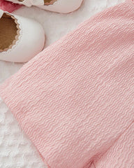 Baby Girl Summer Pink Color Cross Wrap V-Neck Sleeveless Romper
