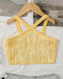 Girls Multi-Layer Tassel Halter Neck Summer Top