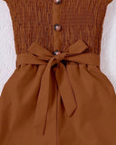 Tween Girls Brown Spaghetti Strap Jumpsuit