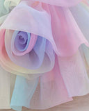 Girls Premium Rainbow Fluffy Layered Tulle Dress