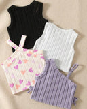 4pc Baby Girl Summer Outfit Set – Purple Tank Tops