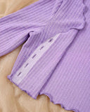 Tween Girls Ribbed V-Neck Ruffle Trim Button Front Cardigan