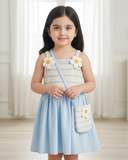 Sky Blue & White Floral Cami Dress with Matching Crossbody Bag