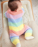 Newborn Baby Girl Warm Knitted Colorful Striped Jumpsuit