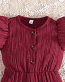 Kids Girls Burgundy Floral Romper Set with Crossbody Bag