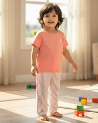 Infant Girls Pink Summer T-Shirt & Striped Pants