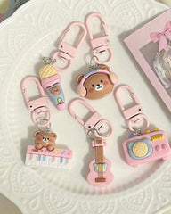 5 pcs Music Bear Bag Charms Set