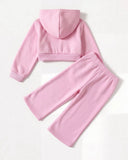 Baby Girl Pink Knit Hooded Jacket & Pants Set